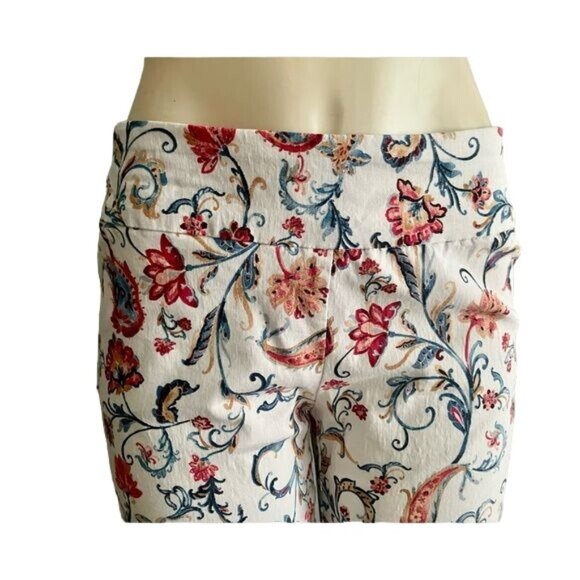 Zac & Rachel Cropped Pants size 10 floral summer crop pull On pants. - Picture 4 of 6